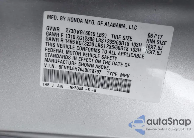 5FNRL6H76JB018797: 43750093