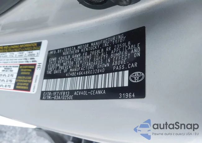 4T4BE46K48R032840: 43750145