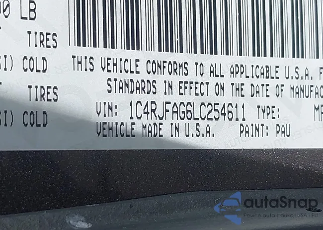 1C4RJFAG6LC254611: 43750152