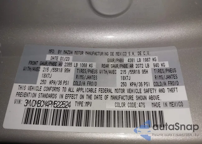 3MVDMBCM4PM522524: 43750228
