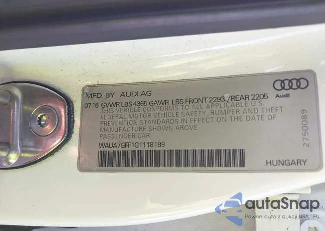 WAUA7GFF1G1118189: 43750342