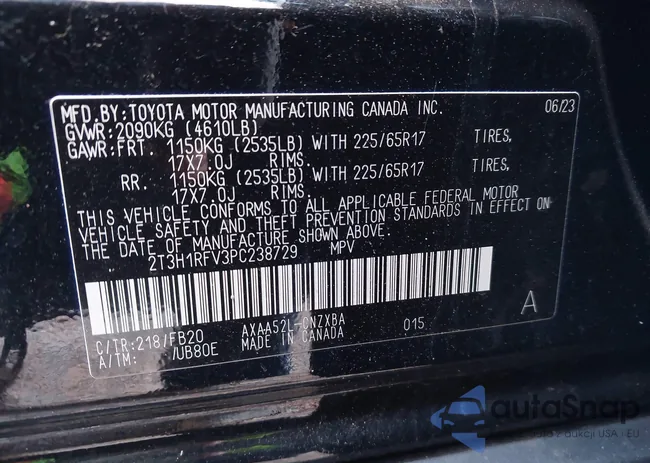 2T3H1RFV3PC238729: 43750403