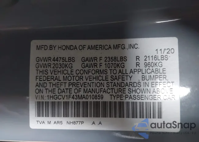 1HGCV1F43MA010859: 43750424