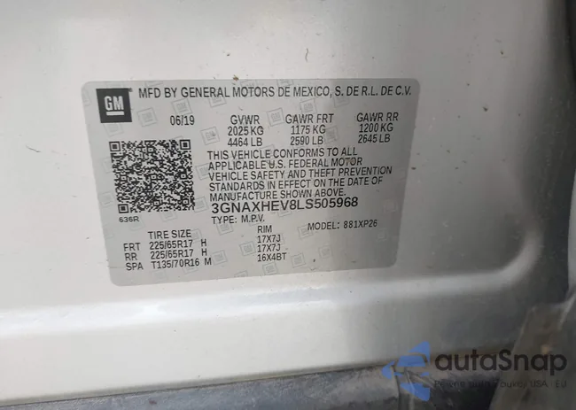 3GNAXHEV8LS505968: 43750497
