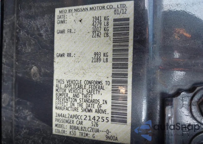 1N4AL2AP0CC214255: 43749670