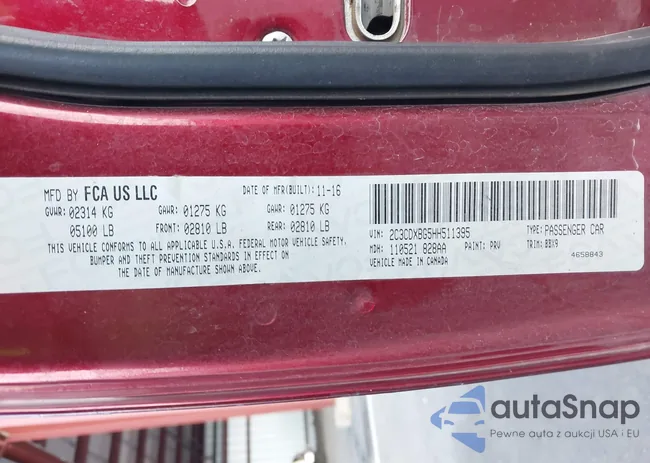 2C3CDXBG5HH511395: 43749737