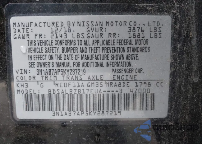 3N1AB7AP5KY287219: 43749869