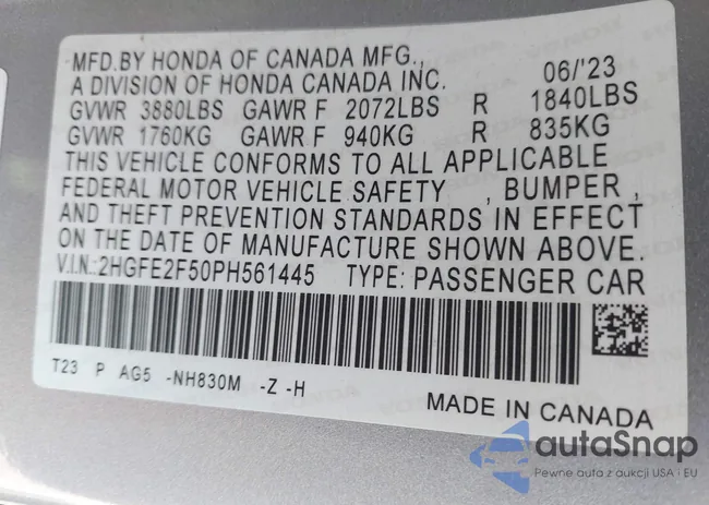 2HGFE2F50PH561445: 43751032