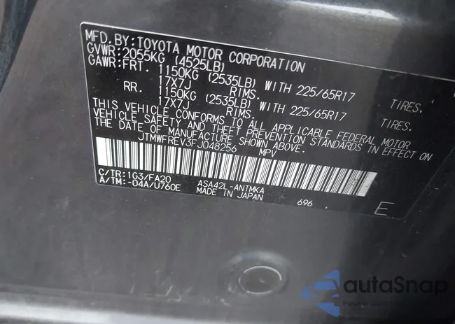 JTMWFREV3FJ048256: 43751064