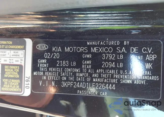 3KPF24AD1LE226444: 43751092