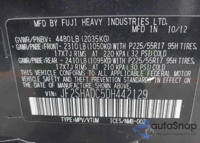 JF2SHADC5DH442129: 43751546