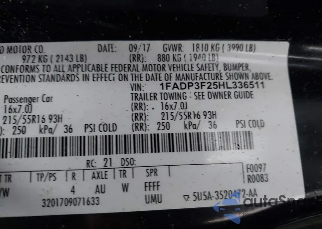 1FADP3F25HL336511: 43750630