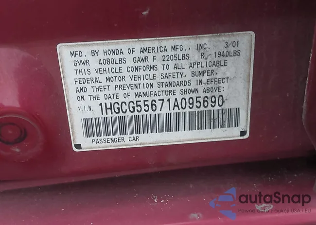 1HGCG55671A095690: 43752107