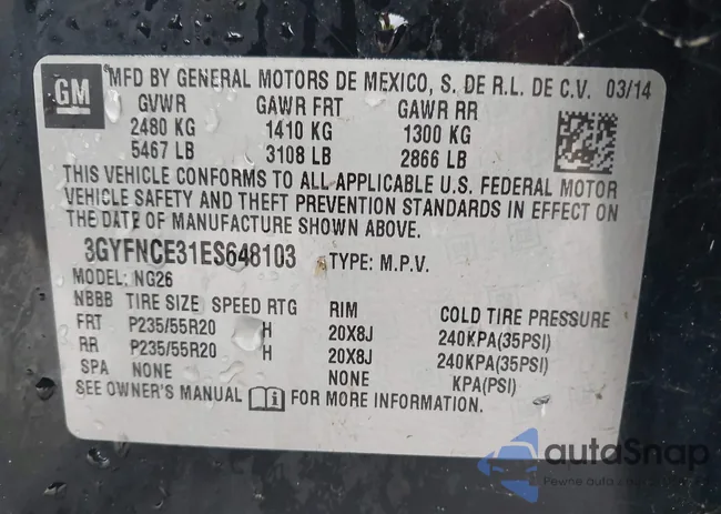 3GYFNCE31ES648103: 43752111