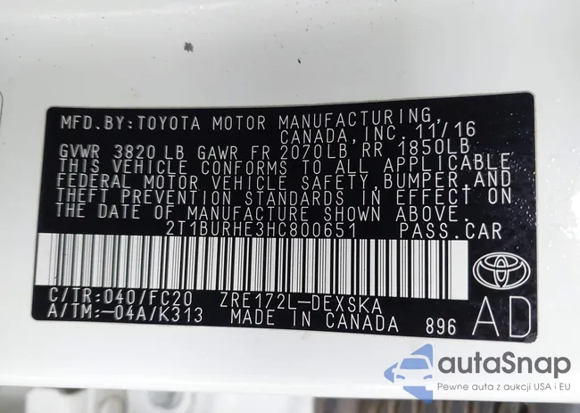 2T1BURHE3HC800651: 43752248