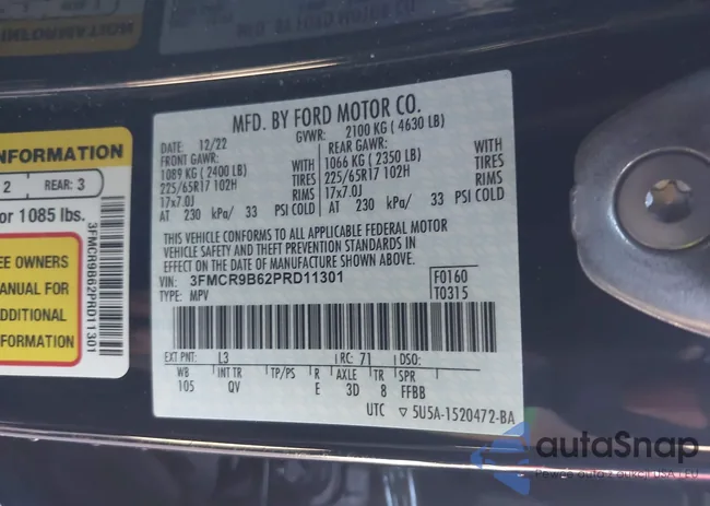 3FMCR9B62PRD11301: 43752324