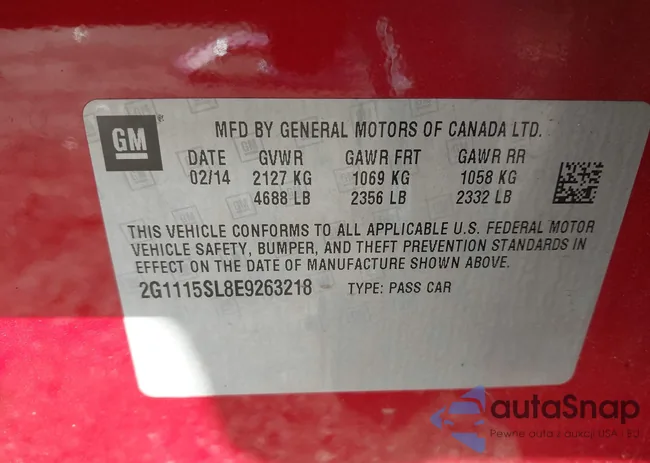 2G1115SL8E9263218: 43752335