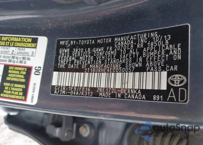 2T1BURHE4EC050057: 43752357