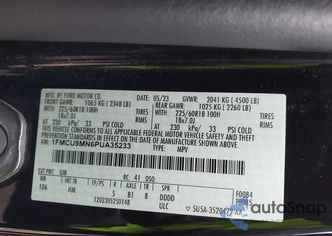 1FMCU9MN6PUA35233: 43751648