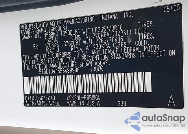 5TBET34155S488988: 43751741