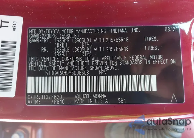 5TDGARAH9MS008508: 43751850