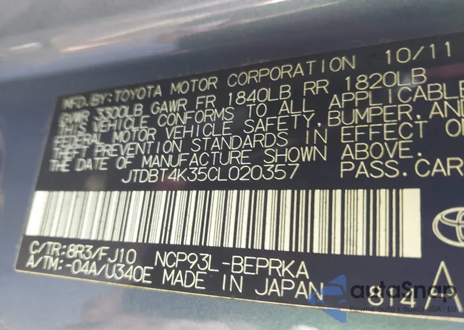 JTDBT4K35CL020357: 43753319