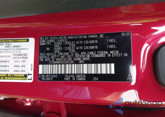 2T2BAMBAXSC064330: 43753372