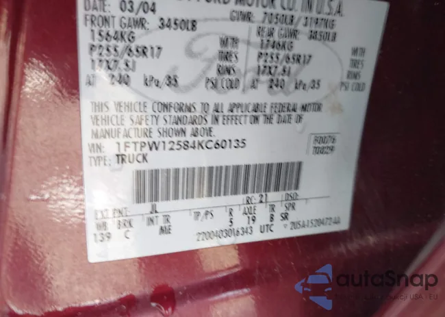 1FTPW12584KC60135: 43753374