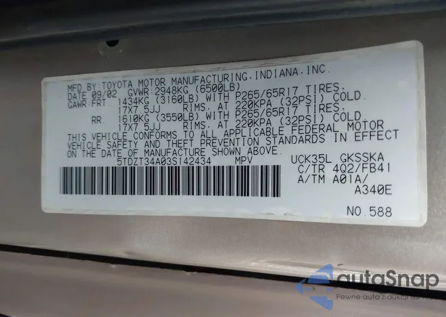 5TDZT34A03S142434: 43753432