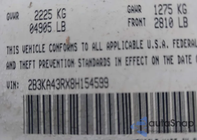 2B3KA43RX8H154599: 43753558