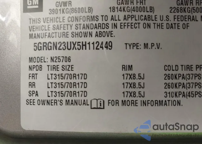 5GRGN23UX5H112449: 43752785