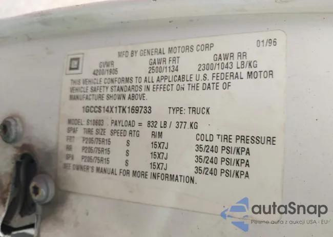 1GCCS14X1TK169733: 43754057