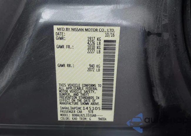 1N4AL3AP1HC145105: 43754087