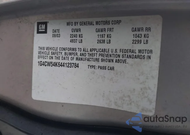 1G4CW54K644123784: 43754110