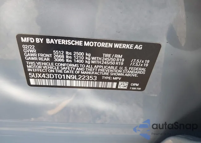 5UX43DT01N9L22353: 43754237