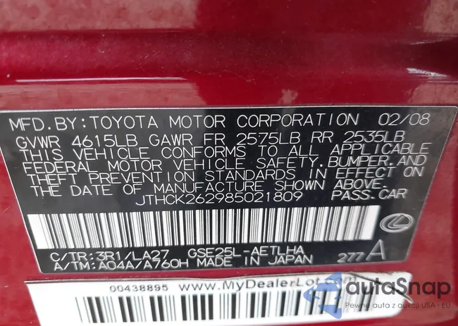 JTHCK262985021809: 43754345