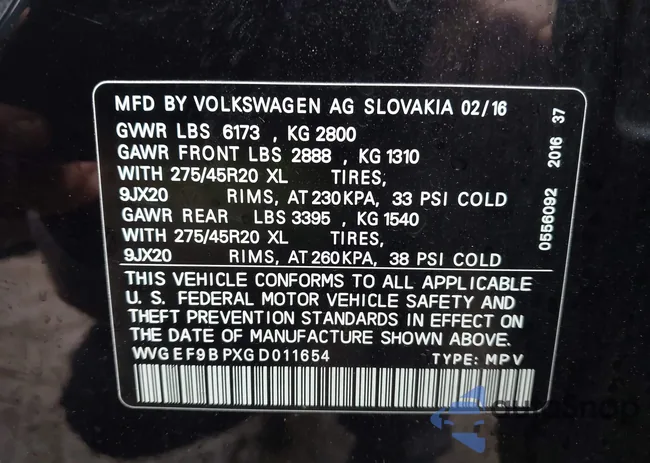 WVGEF9BPXGD011654: 43754483