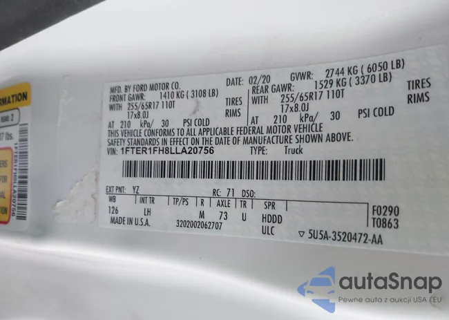 1FTER1FH8LLA20756: 43754485