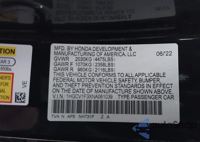 1HGCV1F3XNA061039: 43754513