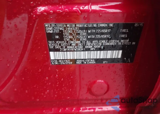 2T3BFREVXFW336341: 43754584