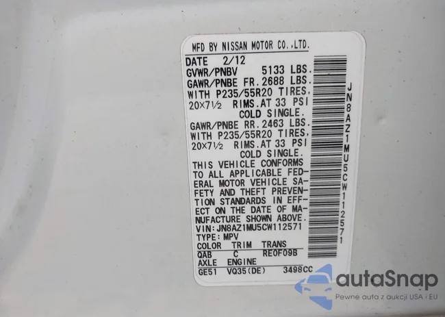 JN8AZ1MU5CW112571: 43753727