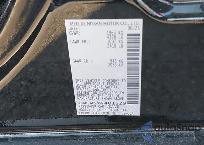 1N4BL4DV8SN401529: 43753891