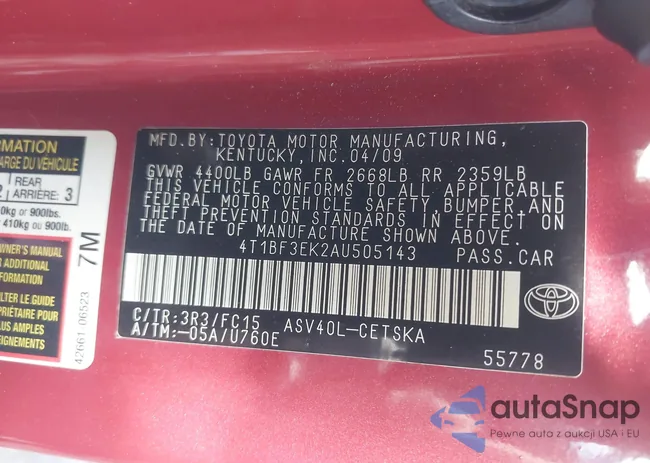 4T1BF3EK2AU505143: 43753982