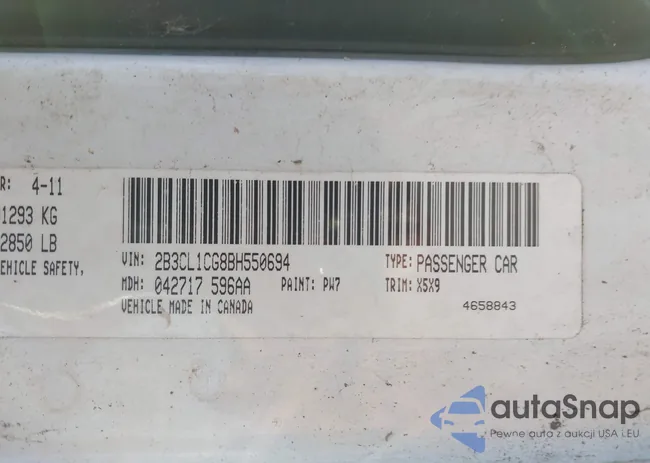 2B3CL1CG8BH550694: 43755077