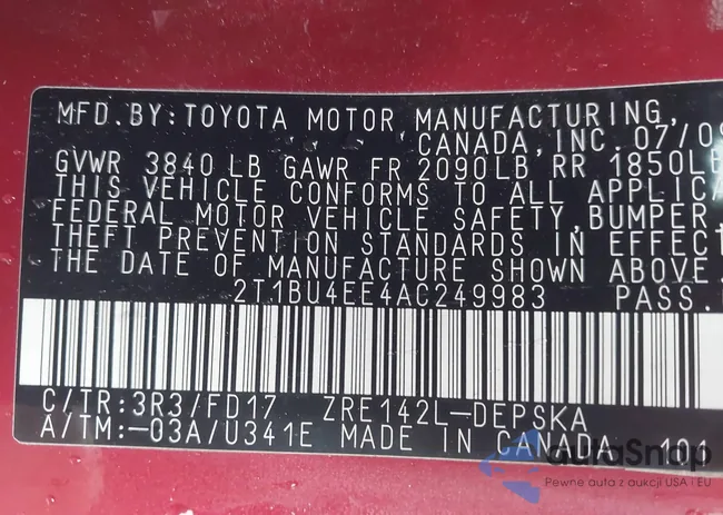 2T1BU4EE4AC249983: 43755132