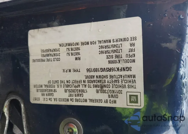 3GNFK16R5VG189156: 43755245