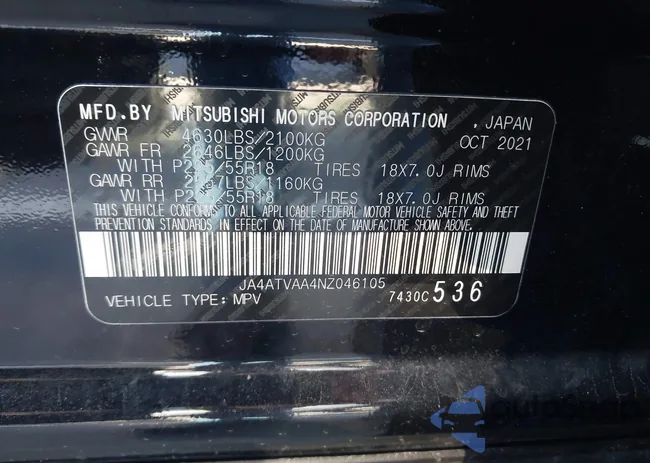 JA4ATVAA4NZ046105: 43755411