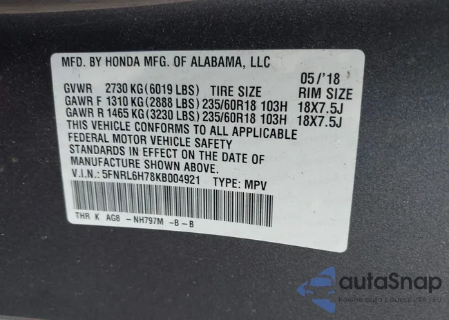 5FNRL6H78KB004921: 43755490