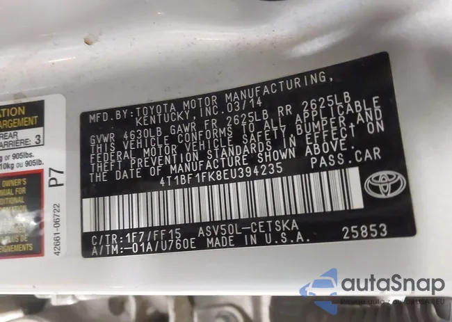 4T1BF1FK8EU394235: 43754642