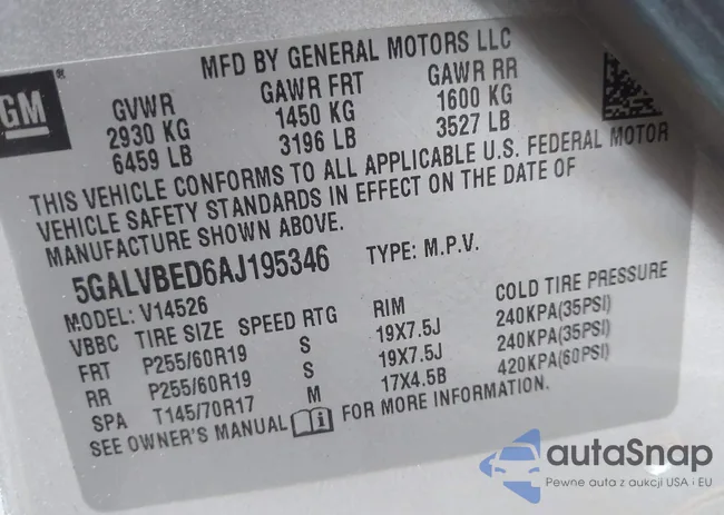 5GALVBED6AJ195346: 43754827